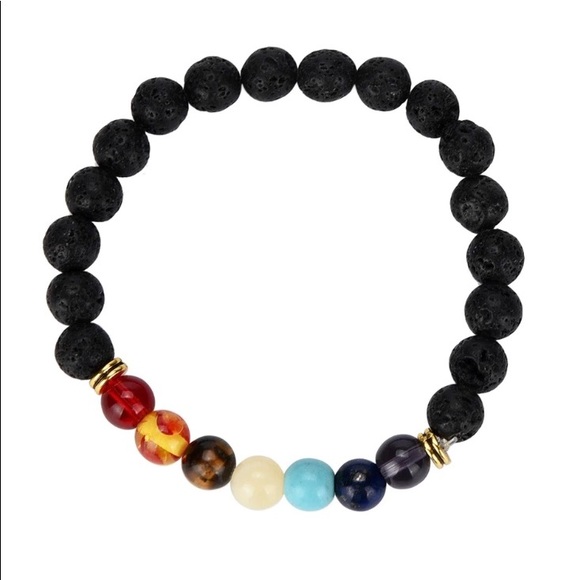 New 7 Chakra Beaded Healing Bracelet w/ Lava Stone - Picture 5 of 5